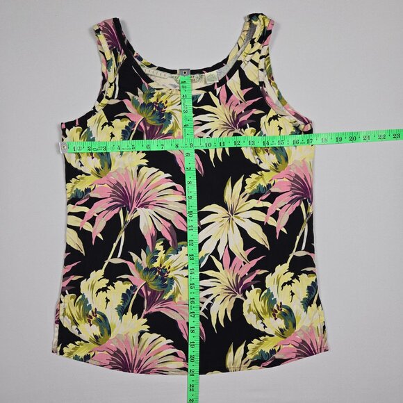 Tommy Bahama Silk Tank Top S Black Tropical Floral Print Resort Sleeveless - Picture 5 of 10